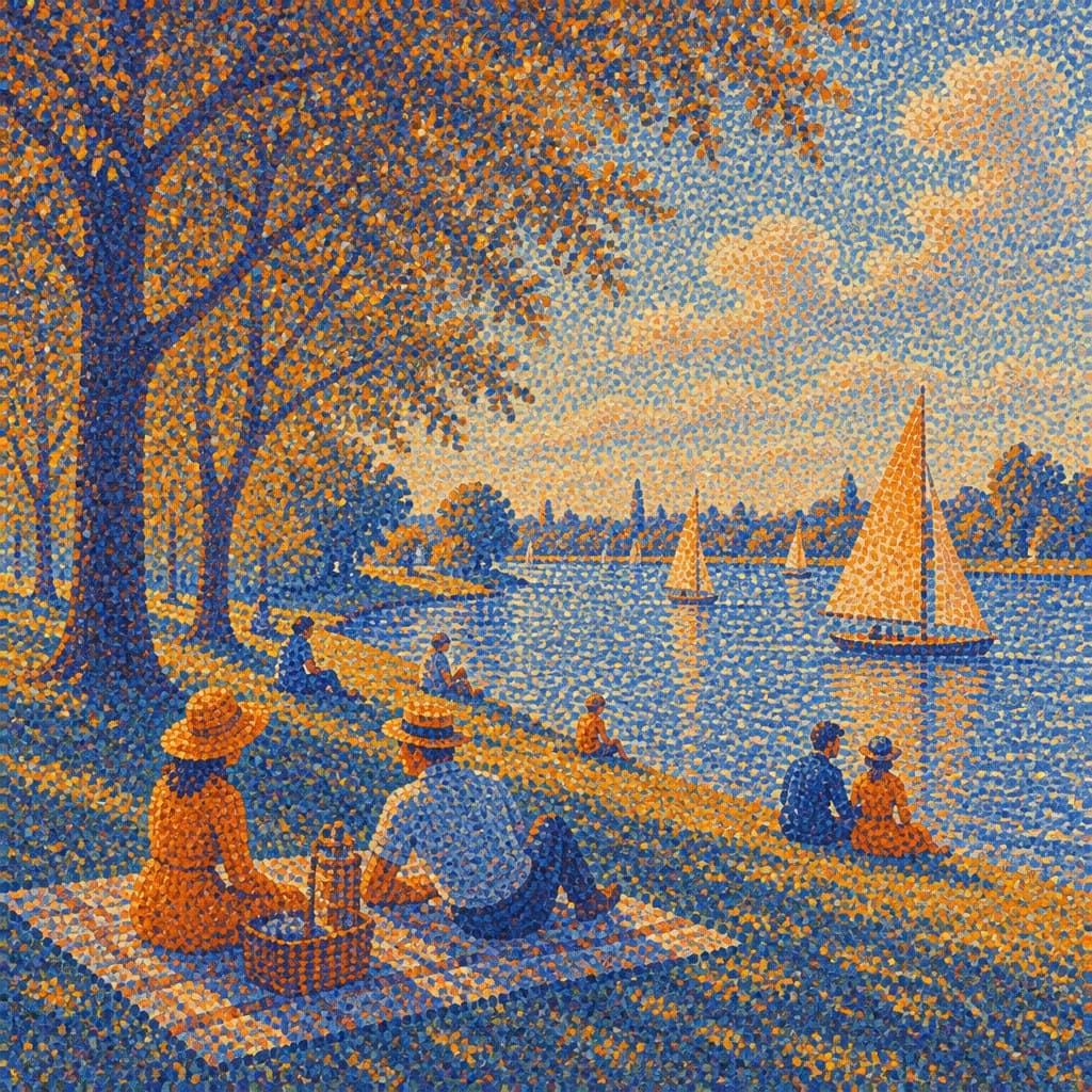 AI-generated demonstration of Pointillism