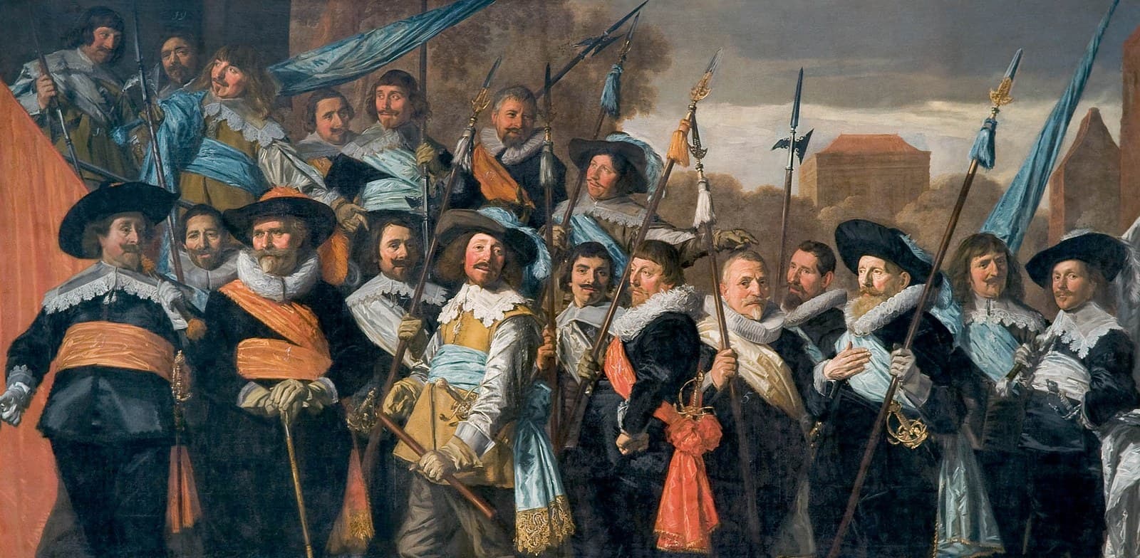 Group portrait of officers and sub-alterns of the Civic Guard in Haarlem title QS:P1476,en:"Group portrait of officers and sub-alterns of the Civic Guard in Haarlem "label QS:Len,"Group portrait of officers and sub-alterns of the Civic Guard in Haarlem "label QS:Lsl,"Častniki čete milice sv. Jurija leta 1639"label QS:Lja,"1639年の聖ゲオルギウス市民警備隊士官の宴会"label QS:Lde,"Offiziere der St. Georgs Schützenbruderschaft 1639"label QS:Lfr,"compagnie de la milice bourgeoise des mousquetaires de Haarlem 1639"label QS:Lnl,"Officieren en onderofficieren van de St. Jorisdoelen, Haarlem" — Alla Prima