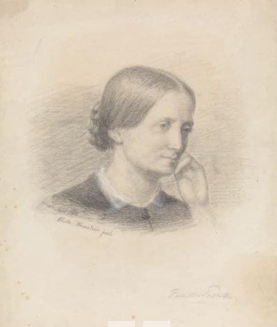 Camilla Collett title QS:P1476,en:"Camilla Collett "label QS:Len,"Camilla Collett "label QS:Lnb,"Camilla Collett" — Charcoal Drawing