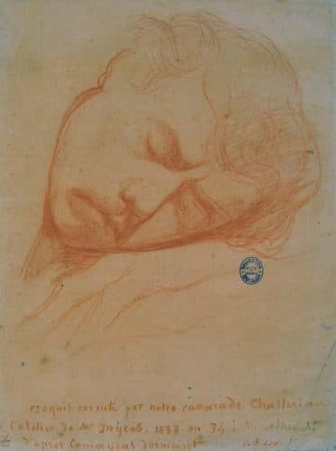Croquis du visage de Philippe Comairas dormant dans l'atelier d'Ingres — Contour Drawing