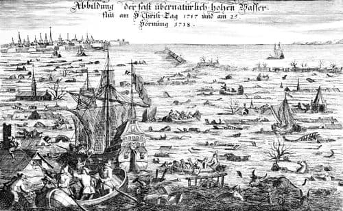 Christmas flood 1717 — Engraving