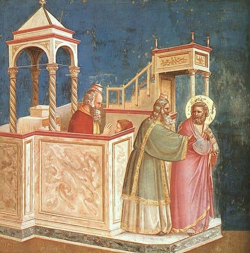 Cycle of the Life of Joachim: Expulsion of Joachim from the Temple
Alternative title(s): 1. Rejection of Joachim's Sacrificelabel QS:Lde,"1. Zurückweisung des Opfers Joachims"label QS:Len,"1. Rejection of Joachim's Sacrifice" — Fresco