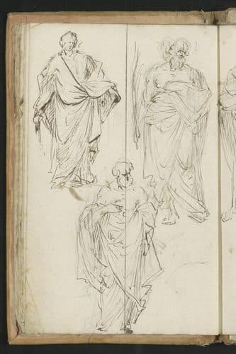 Drie staande mannen in toga, RP-T-1905-164-11(V) — Gesture Drawing