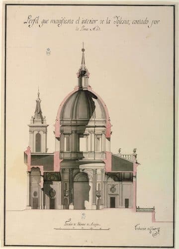 Sección longitudinal de la Iglesia de Torrero — Ink Wash