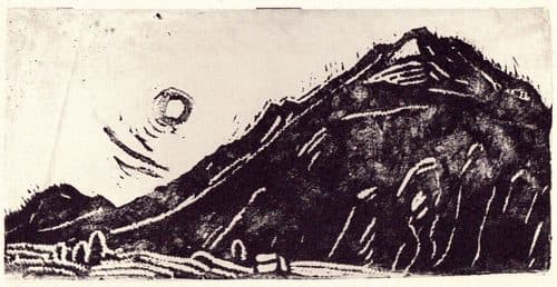 Christian Rohlfs, Berg mit Sonne, 1911 — Linocut