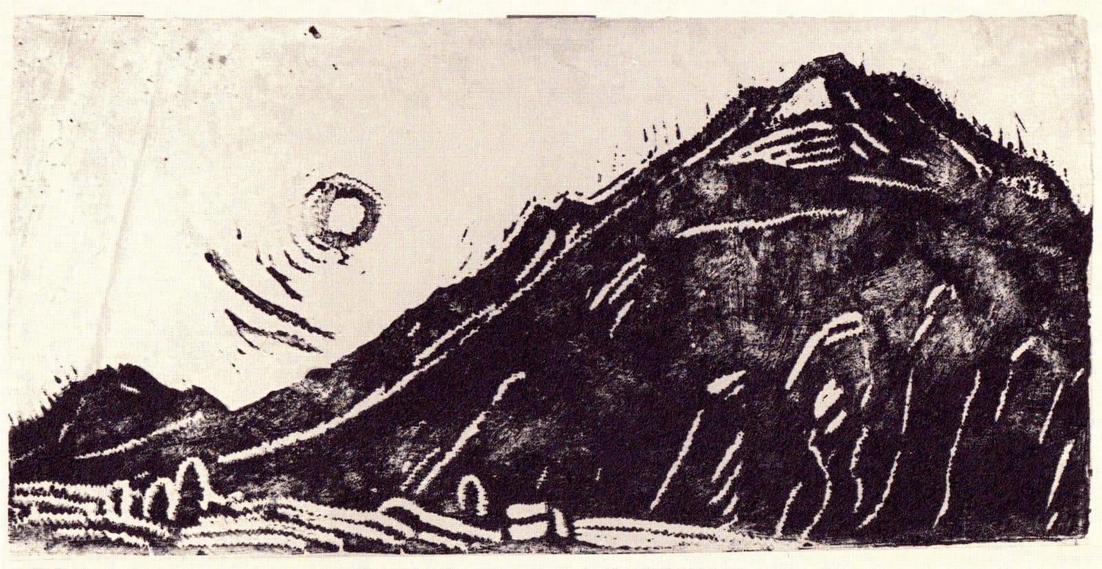 Christian Rohlfs, Berg mit Sonne, 1911 — Linocut
