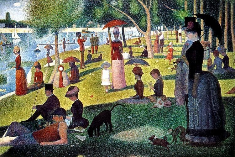 A Sunday on La Grande Jatte -- 1884 title QS:P1476,en:"A Sunday on La Grande Jatte -- 1884 "label QS:Len,"A Sunday on La Grande Jatte -- 1884 "label QS:Les,"Tarde de domingo en la isla de la Grande Jatte"label QS:Lyue,"大碗島嘅禮拜日晏晝"label QS:Lhu,"Vasárnap a la Grande Jatte-szigeten"label QS:Leu,"Igande arratsaldea La Grande Jatte uhartean"label QS:Lca,"Tarda de diumenge a l'illa de la Grande Jatte"label QS:Lde,"Ein Sonntagnachmittag auf der Insel La Grande Jatte"label QS:Lbe,"Нядзельны дзень на востраве Гранд-Жат"label QS:Lfa,"بعد از ظهر یکشنبه در جزیره گراند ژات"label QS:Lzh,"大碗岛的星期天下午"label QS:Lda,"En søndag eftermiddag på øen La Grande Jatte"label QS:Lka,"კვირადღე კუნძულ გრან-ჟატზე"label QS:Lja,"グランド・ジャット島の日曜日の午後"label QS:Lsv,"En söndagseftermiddag på ön La Grande Jatte"label QS:Lhe,"יום ראשון אחר הצהריים על גדות האי לה גרנד ז'אט"label QS:Lko,"그랑드자트섬의 일요일 오후"label QS:Leo,"Dimanĉo Posttagmeza sur Grandbovlinsulo"label QS:Lta,"லா கிரான்டே ஜாட் தீவில் ஒரு ஞாயிற்றுக்கிழமை பின்னேரம்"label QS:Lit,"Una domenica pomeriggio sull'isola della Grande-Jatte"label QS:Lfr,"Un dimanche après-midi à l'Île de la Grande Jatte"label QS:Lhr,"Nedjeljno poslijepodne na otoku La Grande Jatte"label QS:Lpt,"Tarde de Domingo na Ilha de Grande Jatte"label QS:Laf,"'n Sondagmiddag op die eiland La Grande Jatte"label QS:Luk,"Недільний день на острові Гранд-Жатт"label QS:Ltr,"Grande Jatte Adası'nda Bir Pazar Öğleden Sonrası"label QS:Larz,"بعد ظهر يوم احد على جزيره لا جراند جات"label QS:Lth,"บ่ายวันอาทิตย์บนเกาะลากร็องด์ฌัต"label QS:Lpl,"Niedzielne popołudnie na wyspie Grande Jatte"label QS:Let,"Pühapäeva pärastlõuna Grande-Jatte'i saarel"label QS:Lsh,"Nedjeljno poslijepodne na otoku La Grande Jatte"label QS:Lvi,"Chiều Chủ nhật trên đảo Grande Jatte"label QS:Lru,"Воскресный день на острове Гранд-Жатт"label QS:Laz,"Qrand-Jatt adasında bazar günü"label QS:Lnl,"Dimanche d'été à la Grande Jatte"label QS:Lgl,"Tarde de domingo na illa da Grande Jatte"label QS:Lar,"بعد ظهر يوم أحد على جزيرة لا غراند جات"label QS:Lhy,"Կիրակնօրյա կեսօրը Գրանդ Ժատ կղզում"label QS:Lcs,"Nedělní odpoledne na ostrově Grande Jatte" — Pointillism