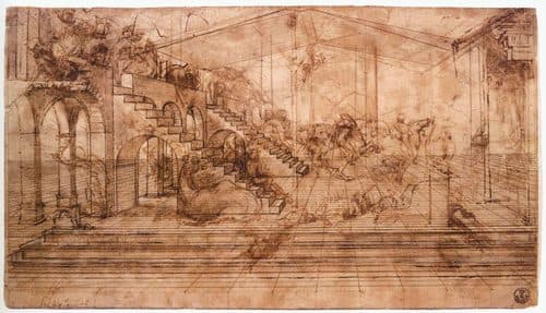 Perspectival study of The Adoration of the Magi — Silverpoint