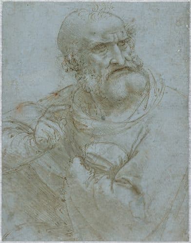 Study for the Last Supper (Saint Peter?)label QS:Lit,"Mezza figura di apostolo"label QS:Len,"Study for the Last Supper (Saint Peter?)"label QS:Lde,"Halbfigur eines Apostels" — Silverpoint