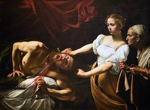 Italian:  Giuditta e Oloferne Judith Beheading Holofernestitle QS:P1476,it:"Giuditta e Oloferne "label QS:Lit,"Giuditta e Oloferne "label QS:Les,"Judit decapitando a Holofernes"label QS:Leu,"Judith eta Holofernes"label QS:Lca,"Judit decapitant Holofernes"label QS:Lde,"Judith enthauptet Holofernes"label QS:Llmo,"Sgiuditta e Oloferen"label QS:Lhy,"Հուդիթ և Հողոփեռնես"label QS:Lzh,"猶迪割下赫羅弗尼斯的頭顱"label QS:Ltr,"Holofernes'in Boynunun Yudit Tarafından Vurulması"label QS:Lja,"ホロフェルネスの首を斬るユーディット"label QS:Larz,"جوديث بقطع هولوفرنيس"label QS:Lhe,"יהודית והולופרנס"label QS:Lavk,"Giuditta is Oloferne (trutca ke Caravaggio)"label QS:Lfi,"Judit leikkaa Holoferneen pään irti"label QS:Leo,"Judit Senkapiganta Holofernon"label QS:Lfr,"Judith décapitant Holopherne"label QS:Lhr,"Judita odrubljuje glavu Holofernu"label QS:Lpt,"Judite decapitando Holofernes"label QS:Lsl,"Judita obglavi Holoferna"label QS:Lmk,"Јудита го обезглавува Холоферн (Караваџо)"label QS:Lth,"ยูดิธตัดศีรษะโฮโลเฟอร์เนส (การาวัจโจ)"label QS:Lpl,"Judyta odcinająca głowę Holofernesowi"label QS:Luk,"Юдита й Олоферн"label QS:Lnl,"Judith onthoofdt Holofernes"label QS:Lru,"Юдифь, обезглавливающая Олоферна"label QS:Lfa,"جودیت سر بریدن هولوفرنس (کاراواجو)"label QS:Lsv,"Judit och Holofernes"label QS:Lsh,"Judita odrubljuje glavu Holofernu"label QS:Len,"Judith Beheading Holofernes"label QS:Lar,"يهوديت تقطع رأس هولوفيرنوس (كارافاجيو)"label QS:Lbr,"Judit ha Holofern"label QS:Lcs,"Judita a Holofernes" — Tenebrism
