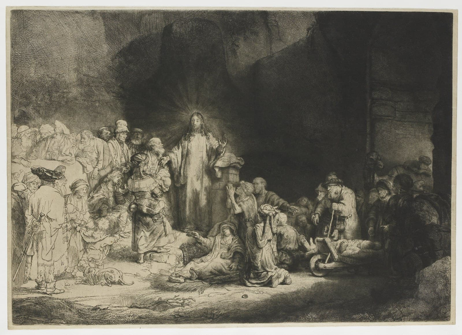 Christ Preaching (The Hundred Guilder Print). — Etching
