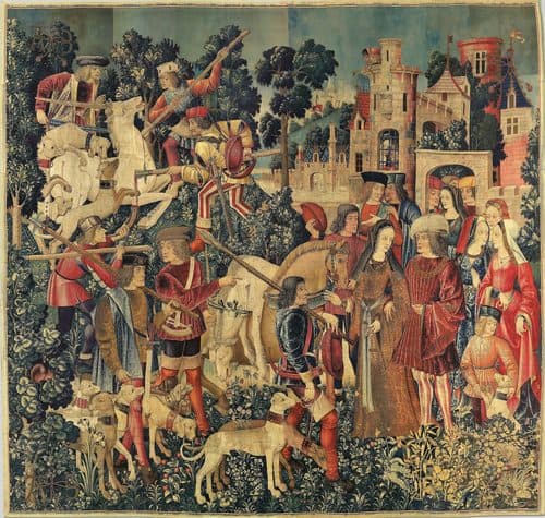The Unicorn is Killed and Brought to the Castle (from the Unicorn Tapestries) – 467641 — Tapestry Weaving