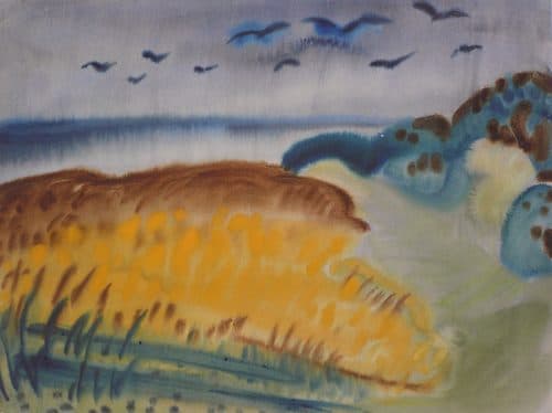 Erwin Hinrichs Kornfeld am Wasser — Wet-on-Wet Watercolor